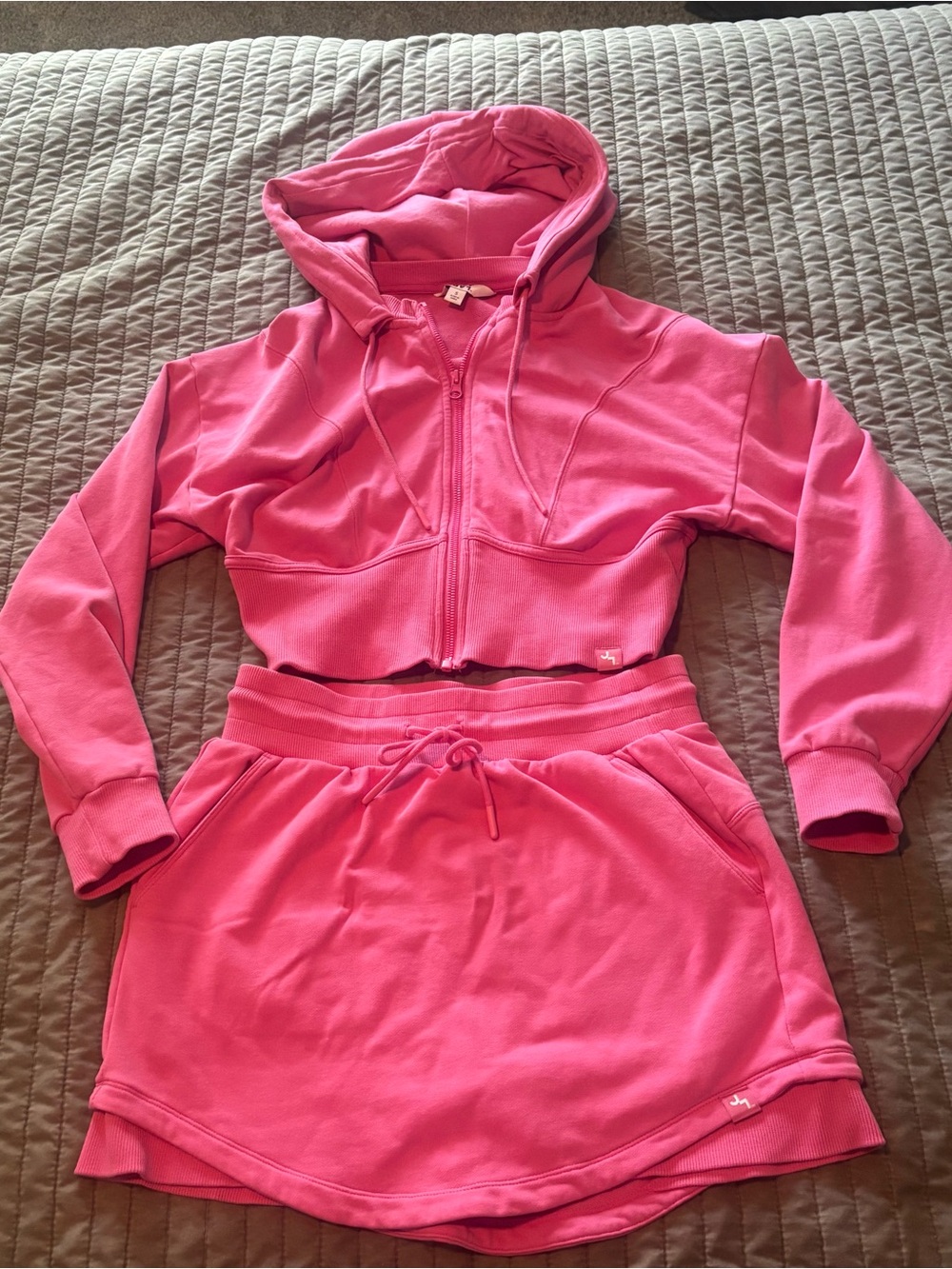 JoyLab Pink Cropped Hoodie and Drawstring Skirt Set - Picture 2 of 5